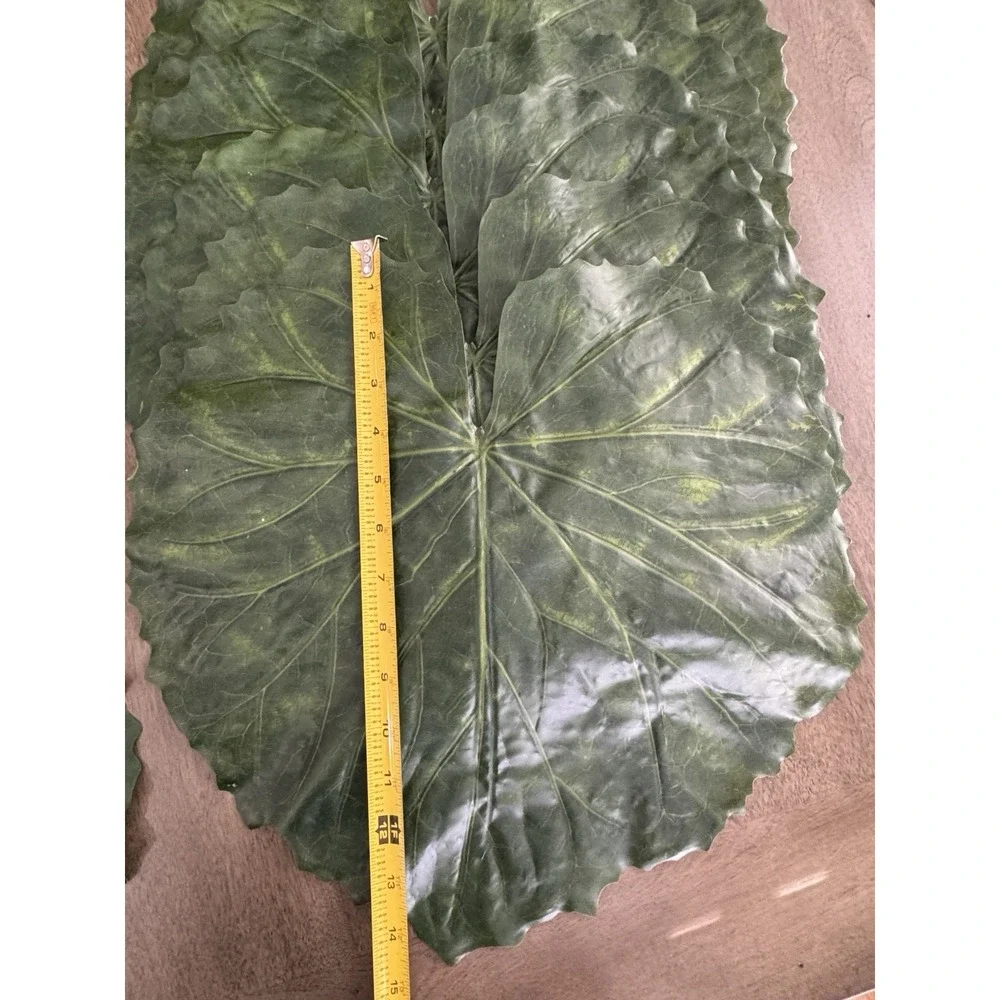 Set Of 12 Green Faux Leaf Shaped Placemats Hollywood Regency Style